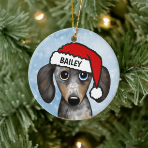 Merle Dapple Dachshund Personalized Name  Ceramic Ornament
