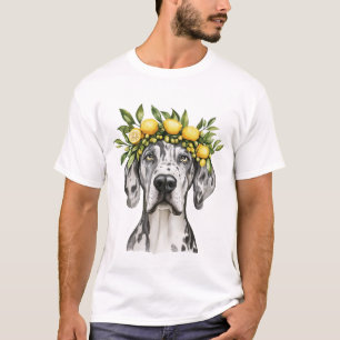 Merle Great Dane Dog Lemon Crown T-Shirt