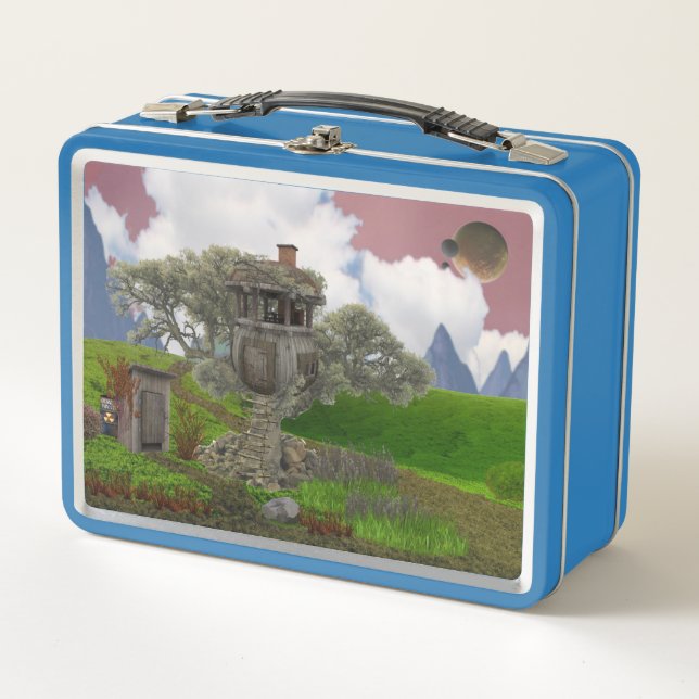 merle's tree house metal lunch box (Front)