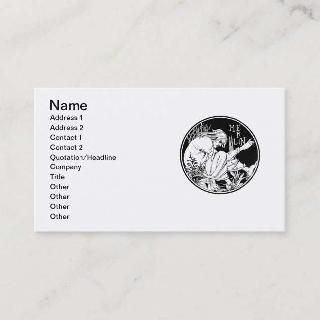 Merlin Art Nouveau fantasy Business Card (Front)