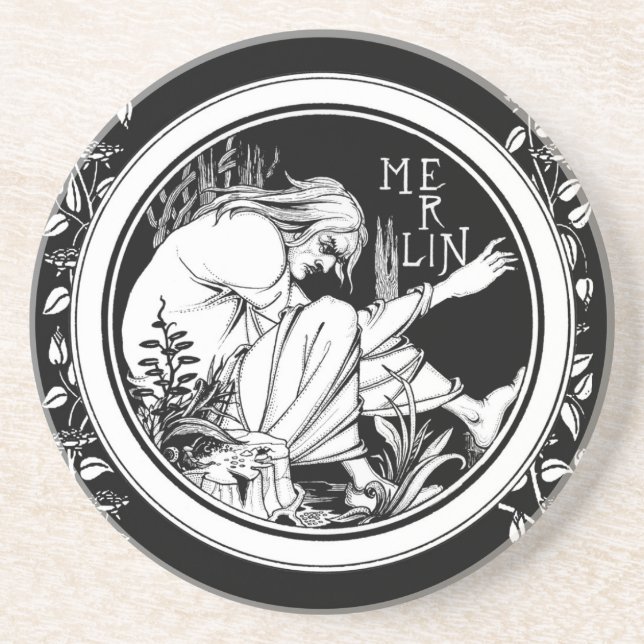 Merlin Art Nouveau fantasy Coaster (Front)