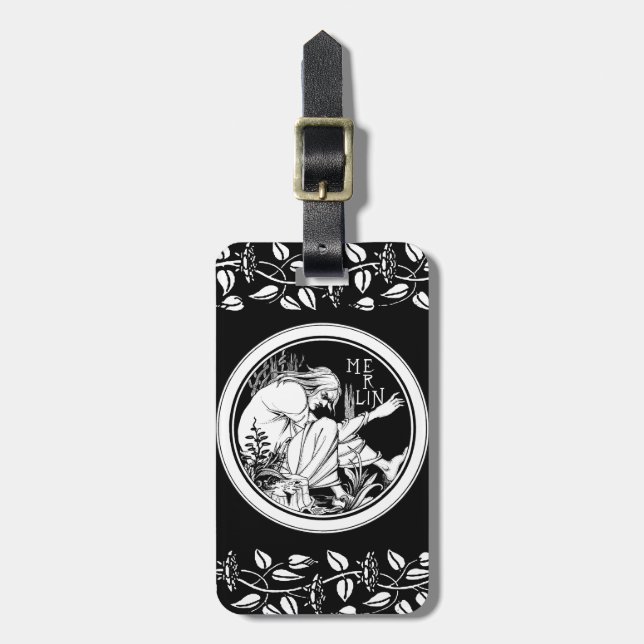 Merlin Art Nouveau fantasy Luggage Tag (Front Vertical)