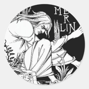 "Merlin" by Aubrey Beardsley, 1893 Classic Round Sticker