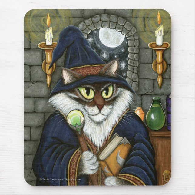 Merlin Magician Wizard Cat Magic Sorcerer Mousepad (Front)