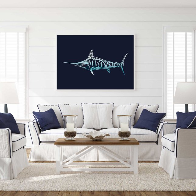 Merlin Sea Creature Print | Impression Mur Merlin (Marlin Ocean Animal Wall Art Poster Print by TinkPrints)
