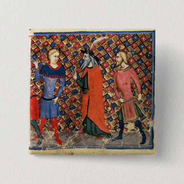 Merlin tutoring Arthur 2 Inch Square Button (Front)