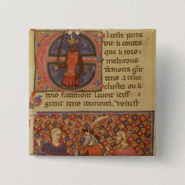 Merlin tutoring Arthur 2 Inch Square Button (Front)