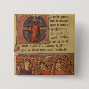Merlin tutoring Arthur 2 Inch Square Button