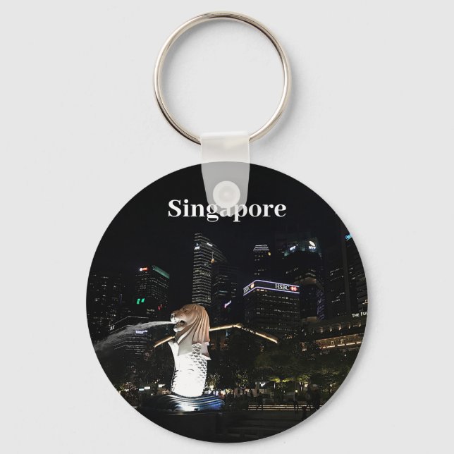 Merlion & Singapore Skyline #1 Keychain (Front)