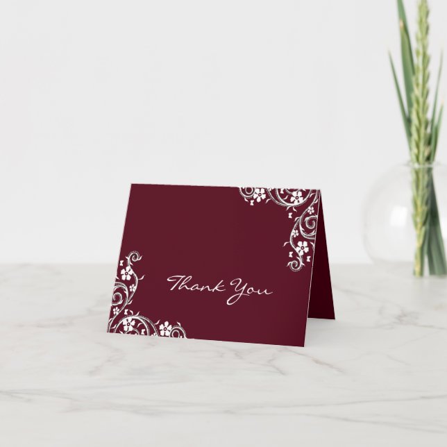 Merlot Floral Cartes de remerciements (Devant)