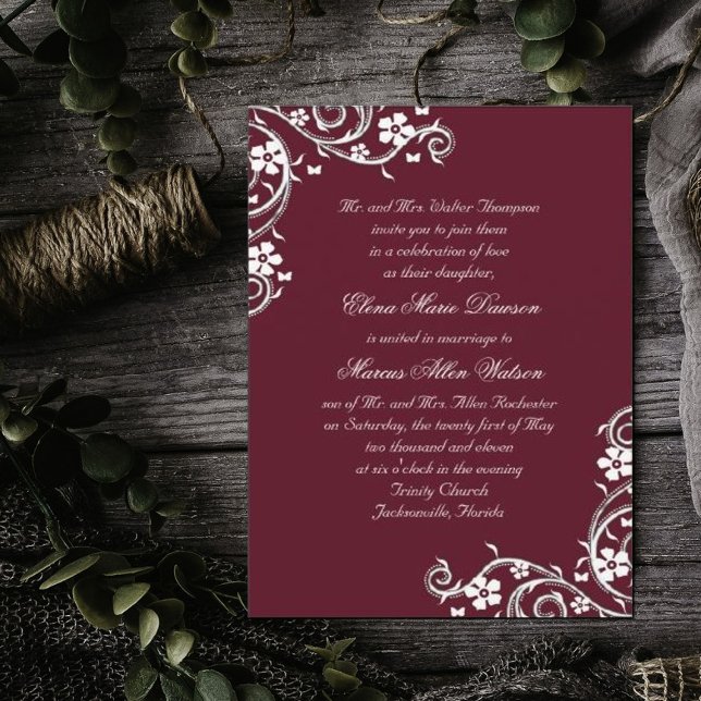 Merlot Floral Faire-part de mariage (Créateur téléchargé)
