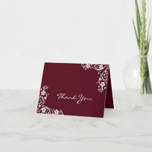 Merlot Floral Swirls Thank You Card