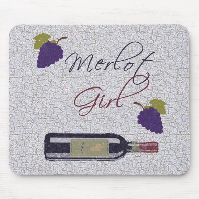 Merlot Girl - Vintage Wine Lovers Mouse Pad (Front)