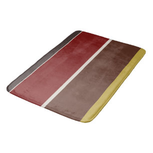 Merlot Gold Wood and Oak Stripes Bath Mat
