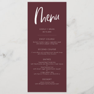 Merlot Modern Minimalist Wedding Menu