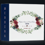 Merlot Navy Blue Floral Bloom Wedding Binder<br><div class="desc">Romantic card design featuring gorgeous merlot and navy blue watercolour bouquets,  an unique floral divider. Use Customize tool to add your info,  make changes. For matching items,  please,  visit my Merlot Navy Blue Floral Bloom Collection.</div>