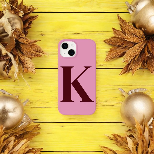 Merlot Pink Initial Personalized Monogram Design  Case-Mate iPhone Case (Creator Uploaded)