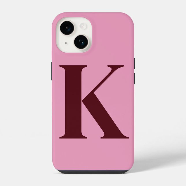 Merlot Pink Initial Personalized Monogram Design  iPhone Case (Back)