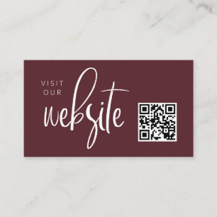 Merlot Red Modern Minimalist Website QR code  Enclosure Card