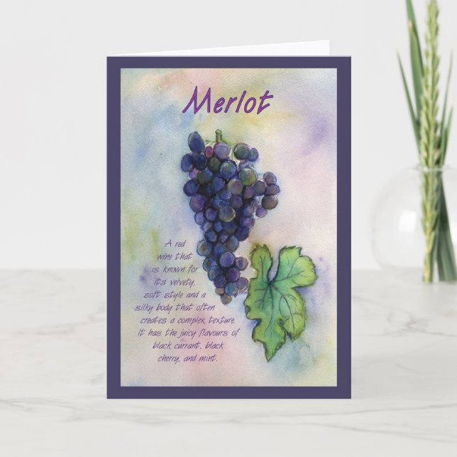 Merlot Vins d'art Grappes de voeux ou carte de not (Devant)