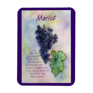 Merlot Wine Grapes Painting Art Magnet