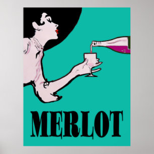 Merlot Wine Vintage Lady Posters