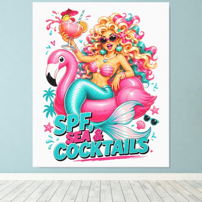 Mermaid -100% Customizable Wrapped Canvas (Gloss) (Insitu(Wood Floor))