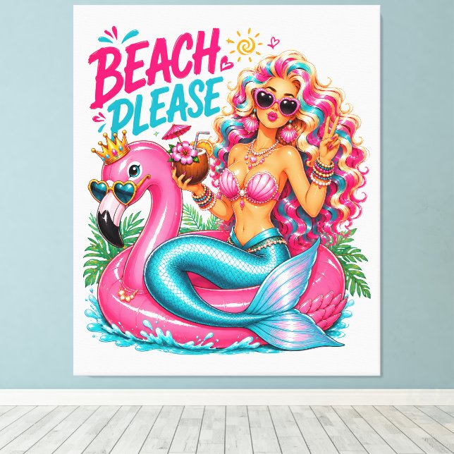 *Mermaid -100% Customizable Wrapped Canvas (Gloss) (Insitu(Wood Floor))