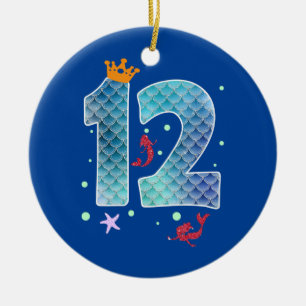Mermaid 12th Birthday Twelve Years Old Girl 12 Ceramic Ornament