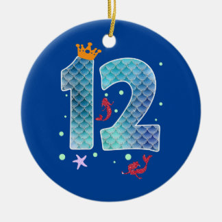 Mermaid 12th Birthday Twelve Years Old Girl 12 Ceramic Ornament