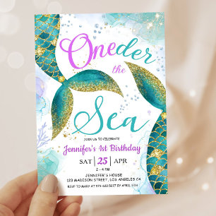 Mermaid 1er anniversaire Invitation Parties scinti