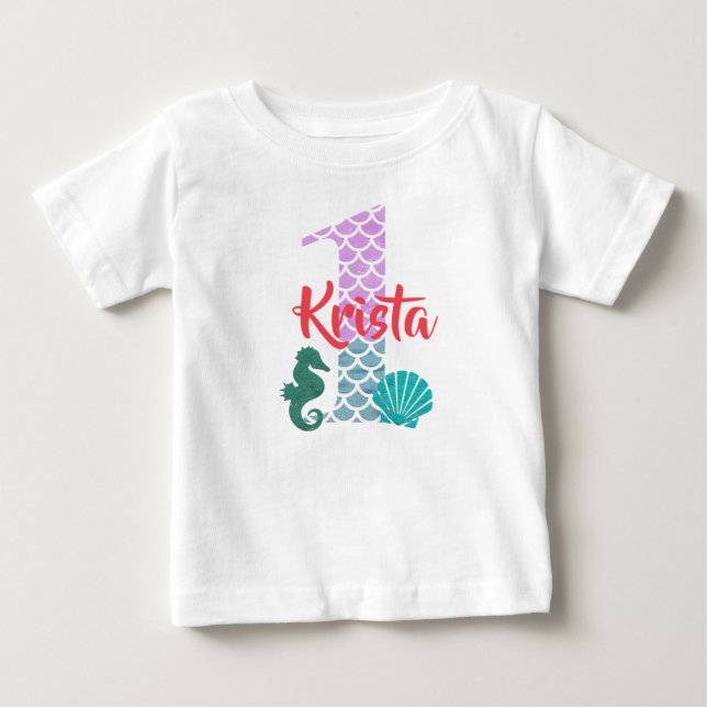 Mermaid 1st Birthday Custom Shirt (Front)