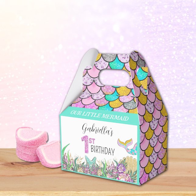 Mermaid 1st Birthday Favor Box (Creator Uploaded)