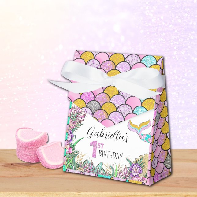 Mermaid 1st Birthday Favor Box (Creator Uploaded)