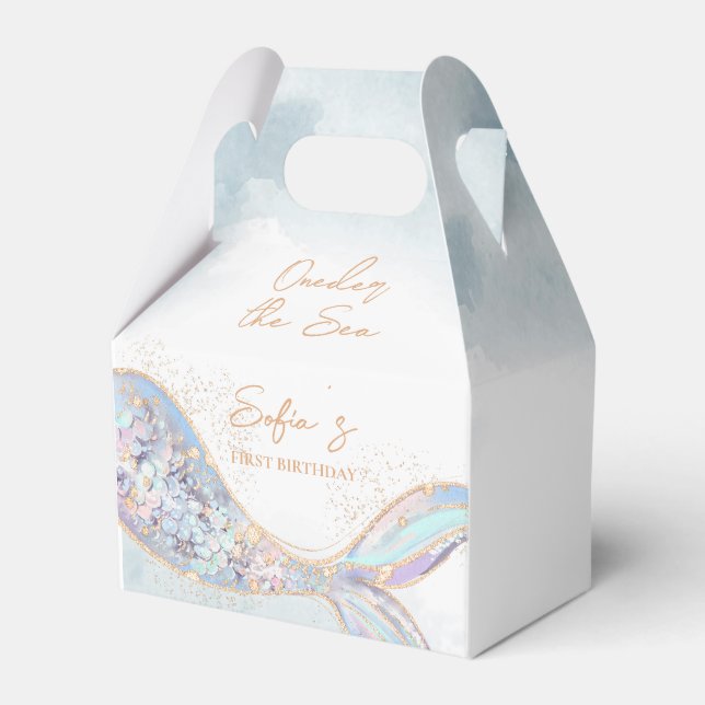 Mermaid 1st Birthday Favor Box (Front Side)