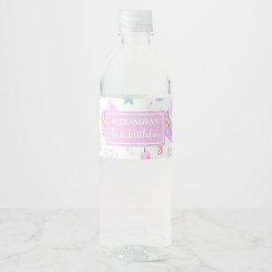 Mermaid 1st Birthday Ocean Theme Girl Party Water Bottle Label