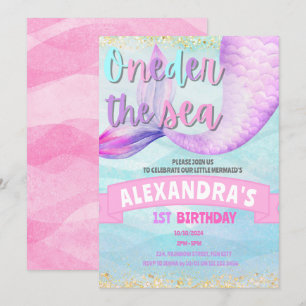 Mermaid 1st Birthday Oneder the Sea Invitation