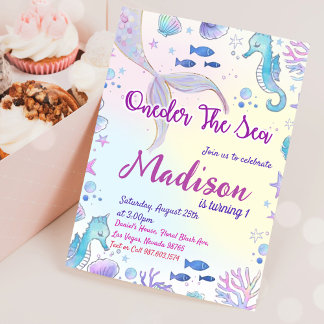 Mermaid 1st Birthday ONEder The Sea Party Invitation
