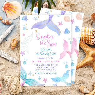 Mermaid 1st Birthday Oneder The Sea Party Invitation