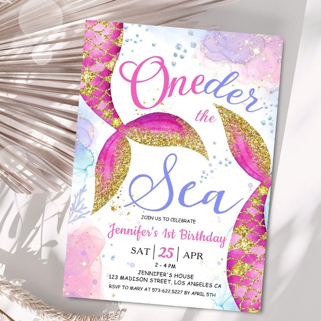 Mermaid 1st Birthday Party Invite ONEder the Sea (Creator Uploaded)