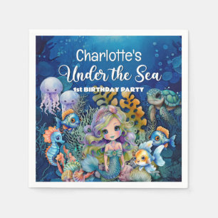 Mermaid 1st Birthday Party Napkin