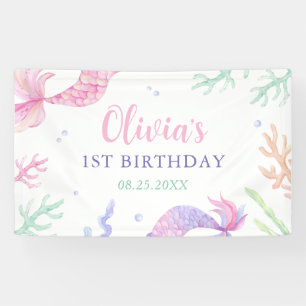Mermaid 1st Birthday Party Oneder The Sea  Banner