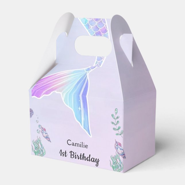 Mermaid 1st Birthday Party ONEder The Sea Favor Box (Front Side)