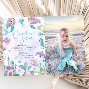 Mermaid 1st Birthday Party Oneder The Sea Photo Invitation