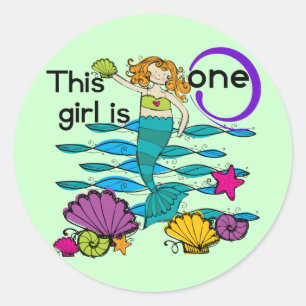 Mermaid 1st Birthday Tshirts and Gifts Classic Round Sticker