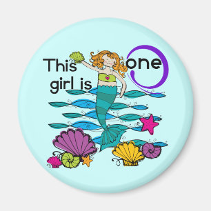 Mermaid 1st Birthday Tshirts and Gifts Magnet