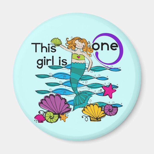 Mermaid 1st Birthday Tshirts and Gifts Magnet (Front)