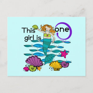 Mermaid 1st Birthday Tshirts and Gifts Postcard