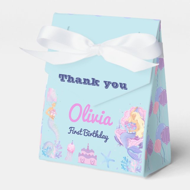Mermaid 1st Birthday Under Sea Favour Box (Front Side)