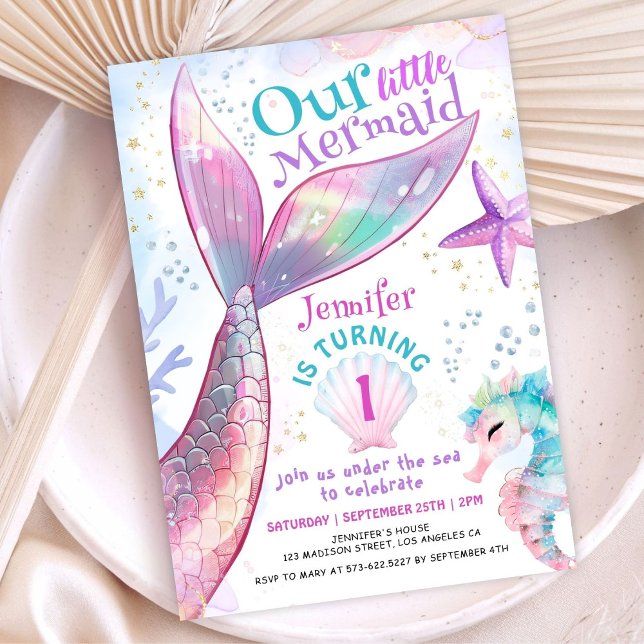Mermaid 1st Birthday Under The Sea Little Mermaid  Invitation (Creator Uploaded)